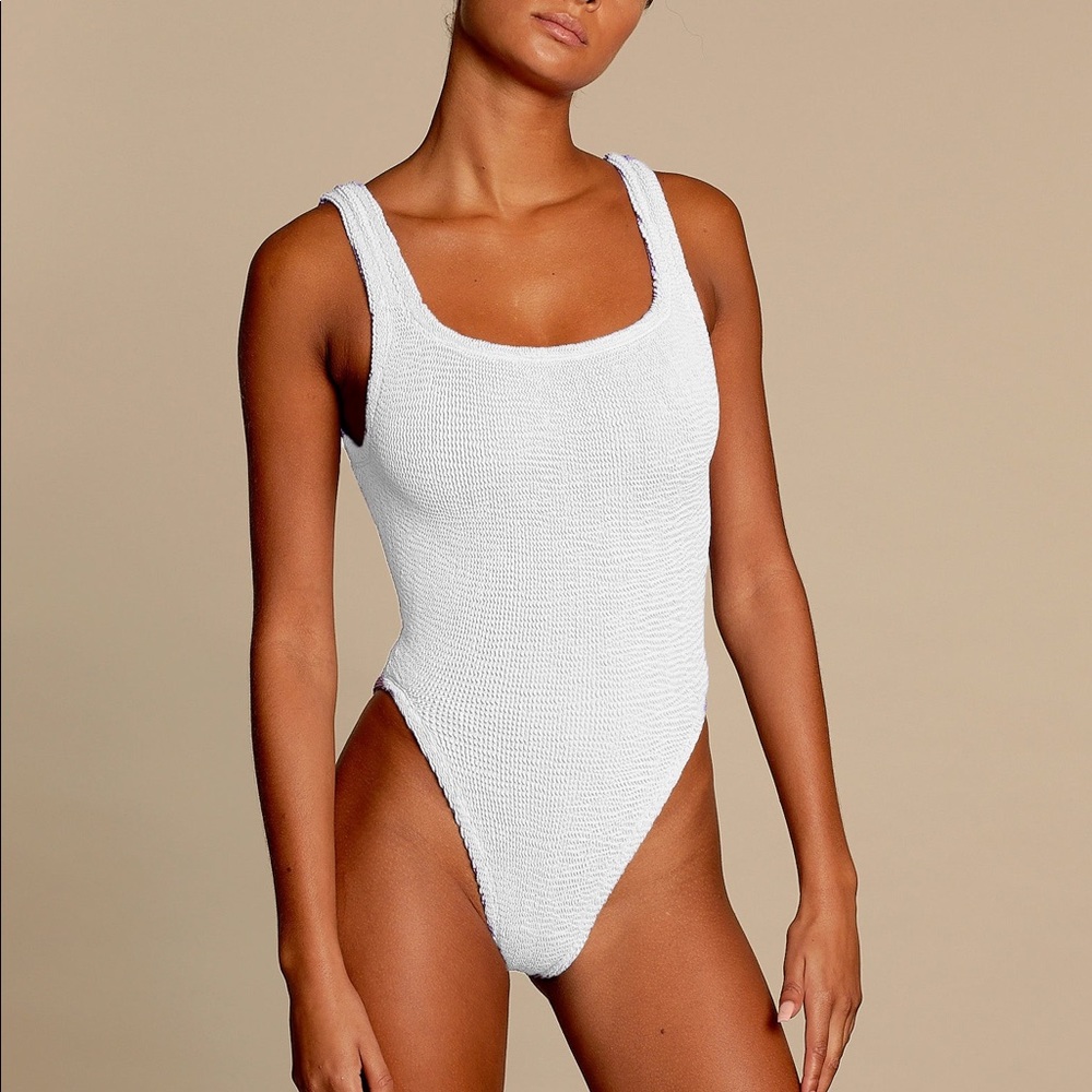 NWT Hunza G White Squareneck Swim One Piece